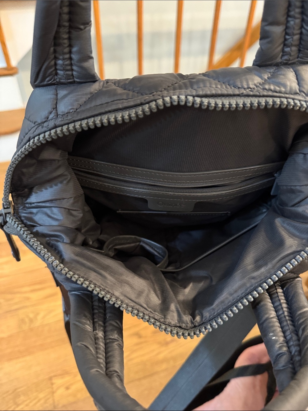 Quince Transit Quilted Small Crossbody Tote Charcoal - Picture 2 of 3